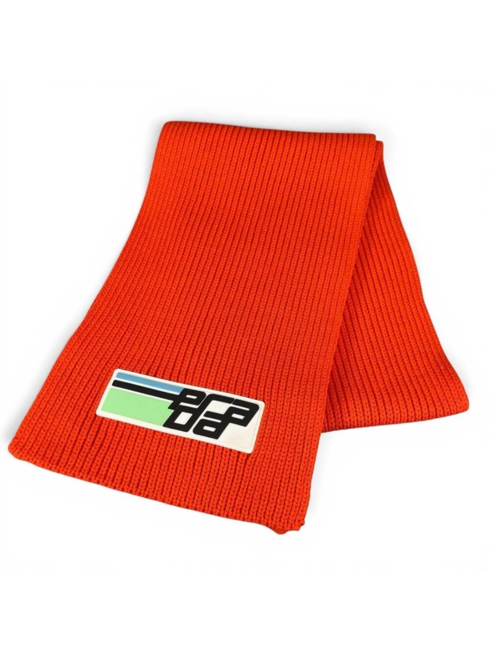 Prada Wool 100% Logo Patch Scarf Shawl Orange